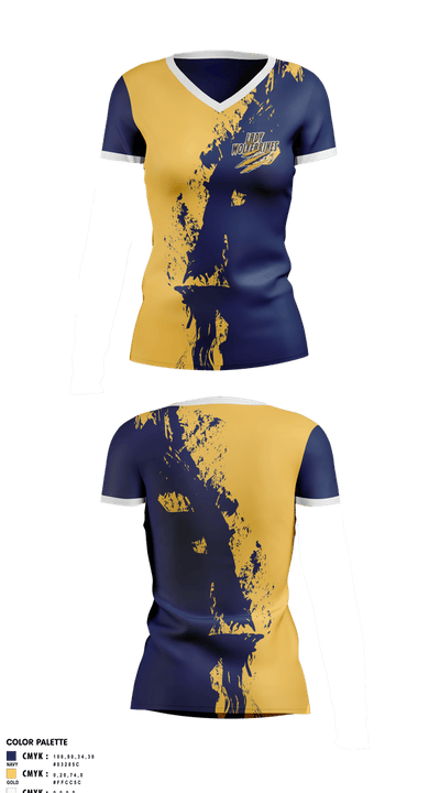 Lady wolverines 18978439 Women's Short Sleeve V-neck Shirt - 1