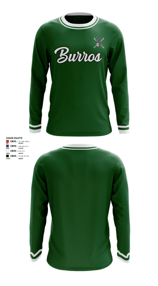 Long Sleeve Performance Shirt, Burros, Baseball, Teamtime, Team time, sublimation, custom sports apparel, team uniforms, spirit wear, spiritwear, sports uniforms, custom shirts, team store, custom team store, fundraiser sports, apparel fundraiser