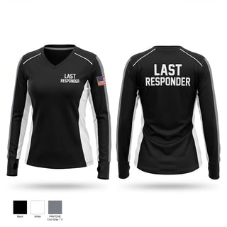 Womens Long Sleeve Vneck Shirt, Last Responder, Police, Teamtime, Team time, sublimation, custom sports apparel, team uniforms, spirit wear, spiritwear, sports uniforms, custom shirts, team store, custom team store, fundraiser sports, apparel fundraiser