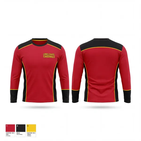 Long Sleeve Performance Shirt, Lewis Chapel Cardinals, Baseball, Teamtime, Team time, sublimation, custom sports apparel, team uniforms, spirit wear, spiritwear, sports uniforms, custom shirts, team store, custom team store, fundraiser sports, apparel fundraiser