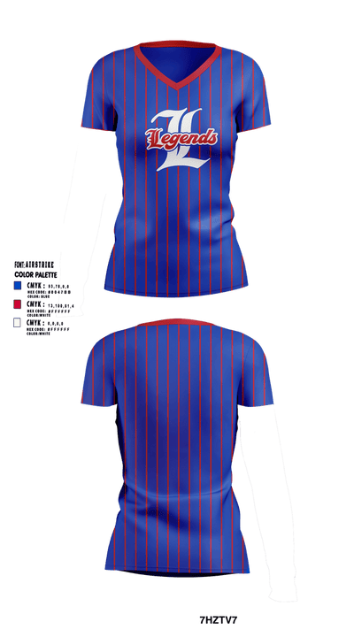 Leander Legends 36216540 Women's Short Sleeve V-neck Shirt - 10