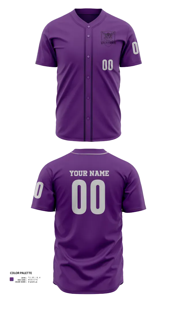 Full Button Baseball Jersey, Eastern Iowa Valkyries, Softball, Teamtime, Team time, sublimation, custom sports apparel, team uniforms, spirit wear, spiritwear, sports uniforms, custom shirts, team store, custom team store, fundraiser sports, apparel fundraiser