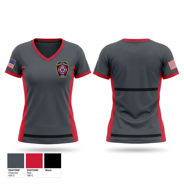 Womens Short Sleeve Vneck Shirt, Bonner Springs Fire Department, Fire Department, Teamtime, Team time, sublimation, custom sports apparel, team uniforms, spirit wear, spiritwear, sports uniforms, custom shirts, team store, custom team store, fundraiser sports, apparel fundraiser
