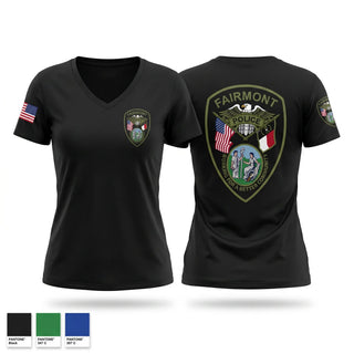 Womens Short Sleeve Vneck Shirt, Fairmont Police Department, Police, Teamtime, Team time, sublimation, custom sports apparel, team uniforms, spirit wear, spiritwear, sports uniforms, custom shirts, team store, custom team store, fundraiser sports, apparel fundraiser