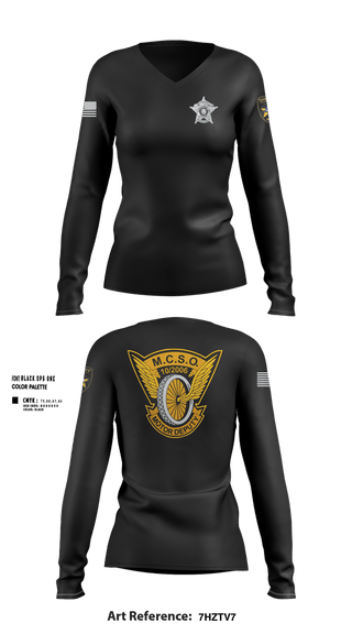 Womens Long Sleeve Vneck Shirt, MCSO Motors, Police, Teamtime, Team time, sublimation, custom sports apparel, team uniforms, spirit wear, spiritwear, sports uniforms, custom shirts, team store, custom team store, fundraiser sports, apparel fundraiser