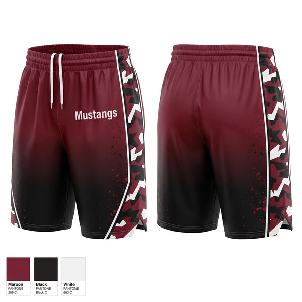 Mens Basketball Shorts, Mustangs, Women's Basketball, Teamtime, Team time, sublimation, custom sports apparel, team uniforms, spirit wear, spiritwear, sports uniforms, custom shirts, team store, custom team store, fundraiser sports, apparel fundraiser