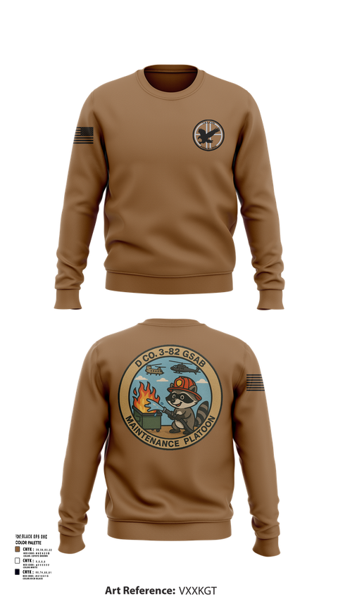 Crew Neck Sweatshirt, D Co 3-82 GSAB Maintenance Platoon, , Teamtime, Team time, sublimation, custom sports apparel, team uniforms, spirit wear, spiritwear, sports uniforms, custom shirts, team store, custom team store, fundraiser sports, apparel fundraiser