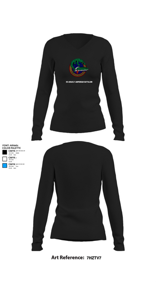 Womens Long Sleeve Vneck Shirt, 2d Assault Amphibian Battalion, , Teamtime, Team time, sublimation, custom sports apparel, team uniforms, spirit wear, spiritwear, sports uniforms, custom shirts, team store, custom team store, fundraiser sports, apparel fundraiser