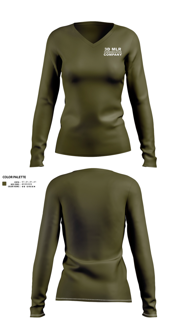 Womens Long Sleeve Vneck Shirt, 3d MLR, Communication Company, Marines, Teamtime, Team time, sublimation, custom sports apparel, team uniforms, spirit wear, spiritwear, sports uniforms, custom shirts, team store, custom team store, fundraiser sports, apparel fundraiser