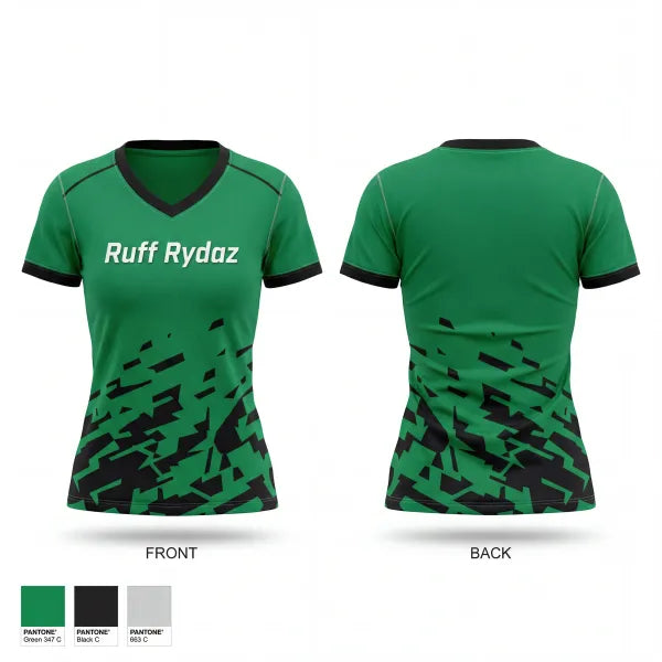 Womens Short Sleeve Vneck Shirt, Ruff Rydaz, Softball, Teamtime, Team time, sublimation, custom sports apparel, team uniforms, spirit wear, spiritwear, sports uniforms, custom shirts, team store, custom team store, fundraiser sports, apparel fundraiser