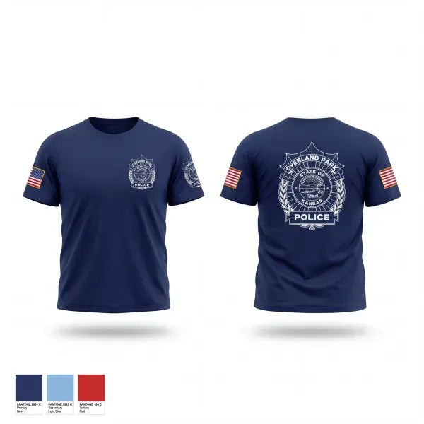 Old School Cotton Feel Shirt, Overland Park Police, Police, Teamtime, Team time, sublimation, custom sports apparel, team uniforms, spirit wear, spiritwear, sports uniforms, custom shirts, team store, custom team store, fundraiser sports, apparel fundraiser