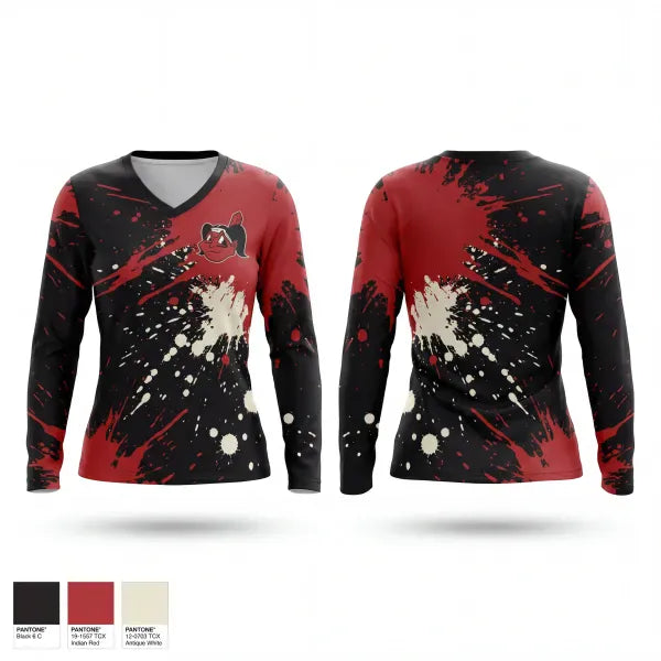 Womens Long Sleeve Vneck Shirt, Sissonville Lady Indians, Softball, Teamtime, Team time, sublimation, custom sports apparel, team uniforms, spirit wear, spiritwear, sports uniforms, custom shirts, team store, custom team store, fundraiser sports, apparel fundraiser