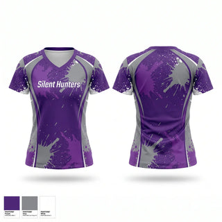 Womens Short Sleeve Vneck Shirt, Silent Hunters, Softball, Teamtime, Team time, sublimation, custom sports apparel, team uniforms, spirit wear, spiritwear, sports uniforms, custom shirts, team store, custom team store, fundraiser sports, apparel fundraiser