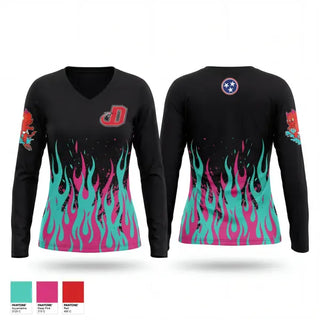 Womens Long Sleeve Vneck Shirt, Team Diabolical, Wrestling, Teamtime, Team time, sublimation, custom sports apparel, team uniforms, spirit wear, spiritwear, sports uniforms, custom shirts, team store, custom team store, fundraiser sports, apparel fundraiser