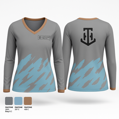 Womens Long Sleeve Vneck Shirt, anchor hill, Baseball, Teamtime, Team time, sublimation, custom sports apparel, team uniforms, spirit wear, spiritwear, sports uniforms, custom shirts, team store, custom team store, fundraiser sports, apparel fundraiser