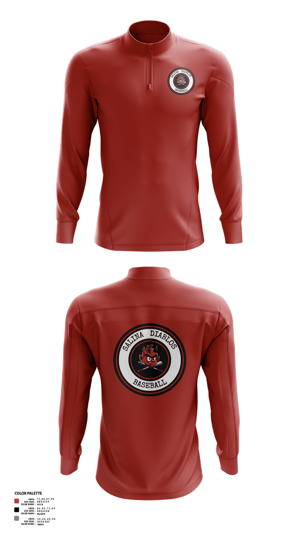 Quarter Zip Jacket, Salina Diablos Baseball, Baseball, Teamtime, Team time, sublimation, custom sports apparel, team uniforms, spirit wear, spiritwear, sports uniforms, custom shirts, team store, custom team store, fundraiser sports, apparel fundraiser