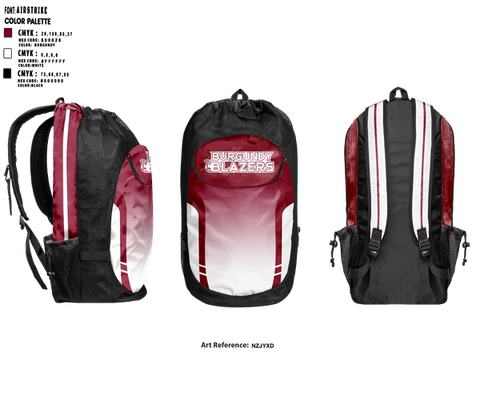 Gear Bag, Burgundy Blazers, Women's Volleyball, Teamtime, Team time, sublimation, custom sports apparel, team uniforms, spirit wear, spiritwear, sports uniforms, custom shirts, team store, custom team store, fundraiser sports, apparel fundraiser