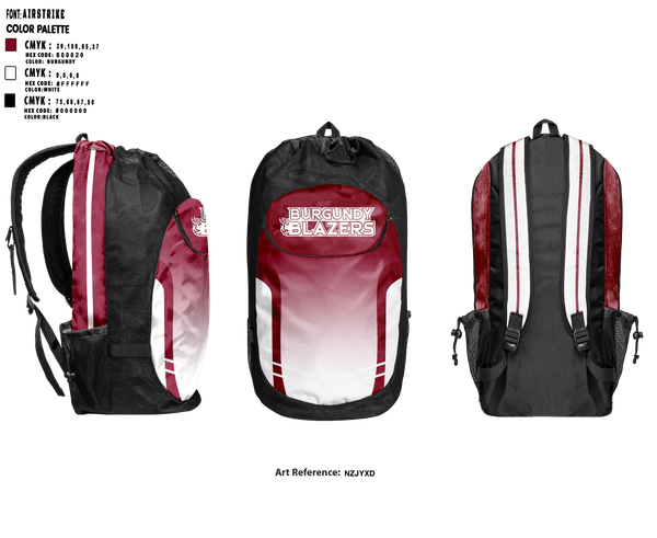 Gear Bag, Burgundy Blazers, Women's Volleyball, Teamtime, Team time, sublimation, custom sports apparel, team uniforms, spirit wear, spiritwear, sports uniforms, custom shirts, team store, custom team store, fundraiser sports, apparel fundraiser