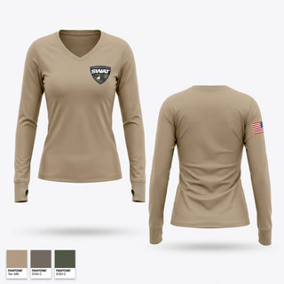 Womens Long Sleeve Vneck Shirt, Lackawanna County SWAT, Police, Teamtime, Team time, sublimation, custom sports apparel, team uniforms, spirit wear, spiritwear, sports uniforms, custom shirts, team store, custom team store, fundraiser sports, apparel fundraiser