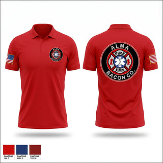 Short Sleeve Performance Polo, BACON FIRE DEPARTMENT, Fire Department, Teamtime, Team time, sublimation, custom sports apparel, team uniforms, spirit wear, spiritwear, sports uniforms, custom shirts, team store, custom team store, fundraiser sports, apparel fundraiser