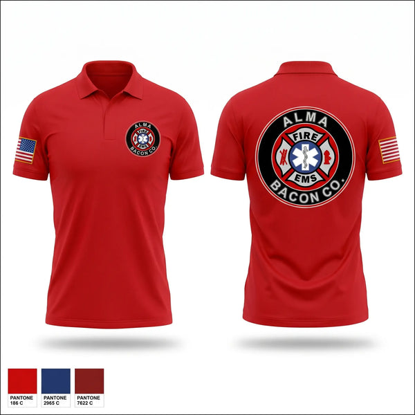 Short Sleeve Performance Polo, BACON FIRE DEPARTMENT, Fire Department, Teamtime, Team time, sublimation, custom sports apparel, team uniforms, spirit wear, spiritwear, sports uniforms, custom shirts, team store, custom team store, fundraiser sports, apparel fundraiser