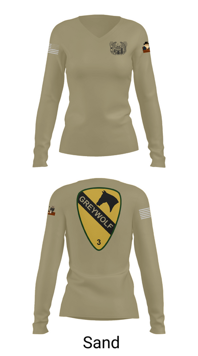 1st cav Div 3abct 85829502 Women's Long Sleeve V-neck Shirt - 97