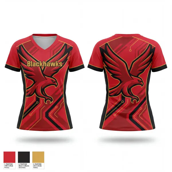 Womens Short Sleeve Vneck Shirt, Raleigh Blackhawks, Baseball, Teamtime, Team time, sublimation, custom sports apparel, team uniforms, spirit wear, spiritwear, sports uniforms, custom shirts, team store, custom team store, fundraiser sports, apparel fundraiser
