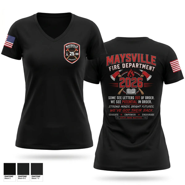 Womens Short Sleeve Vneck Shirt, Maysville Fire Department, Fire Department, Teamtime, Team time, sublimation, custom sports apparel, team uniforms, spirit wear, spiritwear, sports uniforms, custom shirts, team store, custom team store, fundraiser sports, apparel fundraiser