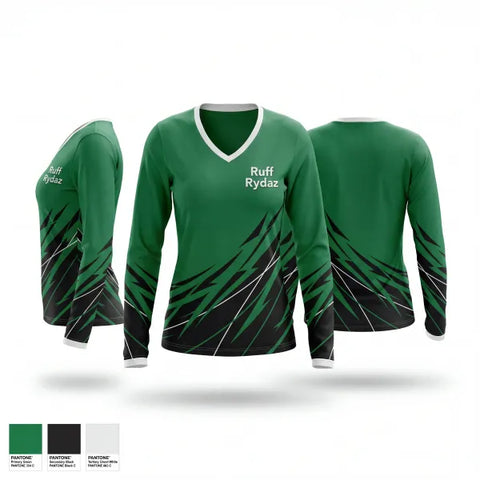 Womens Long Sleeve Vneck Shirt, Ruff Rydaz, Softball, Teamtime, Team time, sublimation, custom sports apparel, team uniforms, spirit wear, spiritwear, sports uniforms, custom shirts, team store, custom team store, fundraiser sports, apparel fundraiser