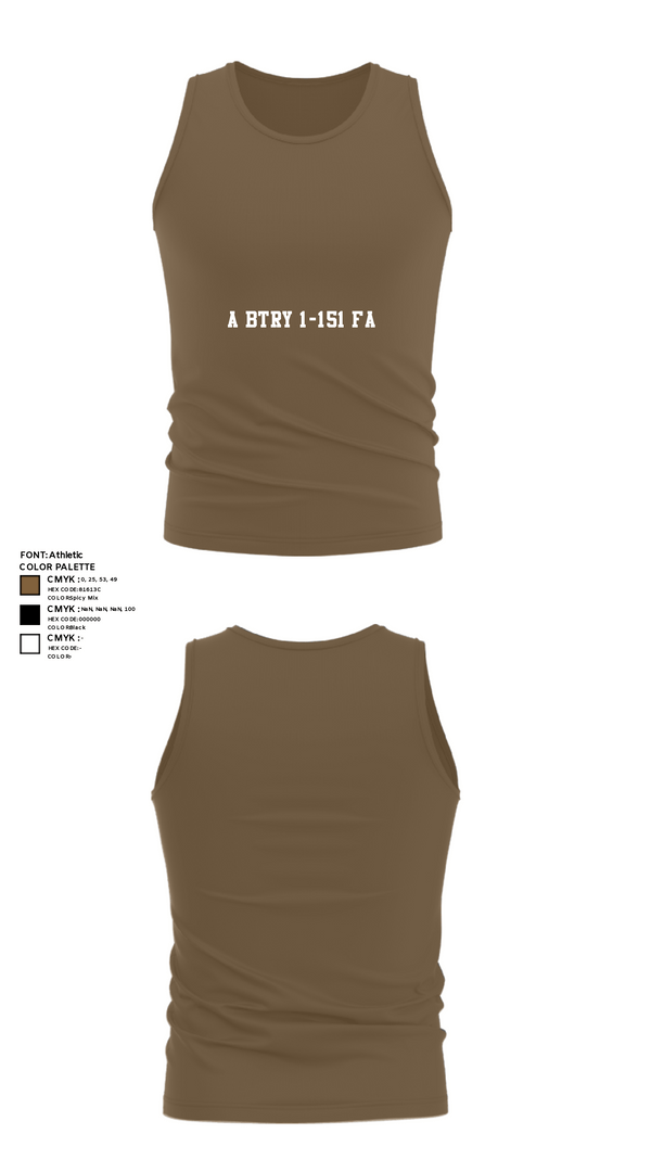 Tank Top, A BTRY 1-151 FA, National Guard, Teamtime, Team time, sublimation, custom sports apparel, team uniforms, spirit wear, spiritwear, sports uniforms, custom shirts, team store, custom team store, fundraiser sports, apparel fundraiser