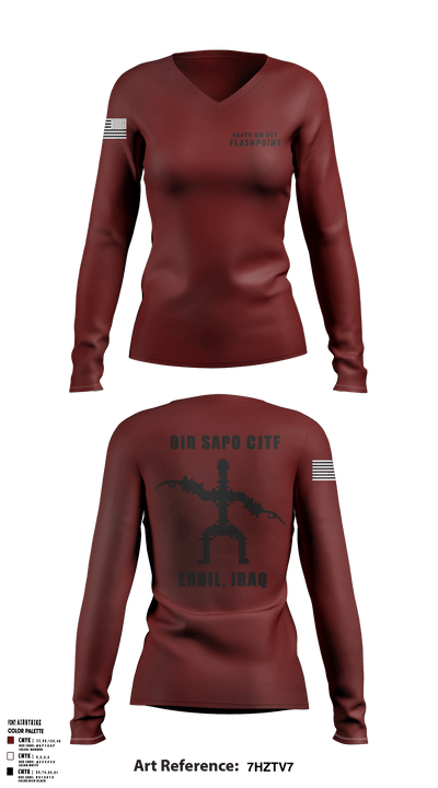 606th Qm Det 47278236 Women's Long Sleeve V-neck Shirt - 4
