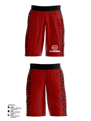 Mens Basketball Shorts, Bankers, Men's Basketball, Teamtime, Team time, sublimation, custom sports apparel, team uniforms, spirit wear, spiritwear, sports uniforms, custom shirts, team store, custom team store, fundraiser sports, apparel fundraiser