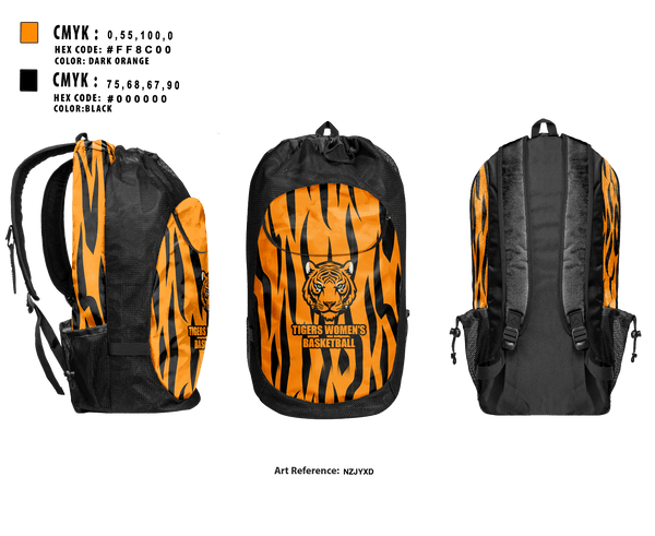 Gear Bag, Tigers, Women's Basketball, Teamtime, Team time, sublimation, custom sports apparel, team uniforms, spirit wear, spiritwear, sports uniforms, custom shirts, team store, custom team store, fundraiser sports, apparel fundraiser
