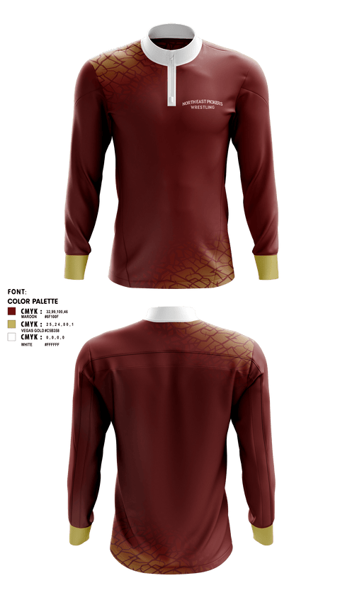 Quarter Zip Jacket, North East Pickers, Wrestling, Teamtime, Team time, sublimation, custom sports apparel, team uniforms, spirit wear, spiritwear, sports uniforms, custom shirts, team store, custom team store, fundraiser sports, apparel fundraiser