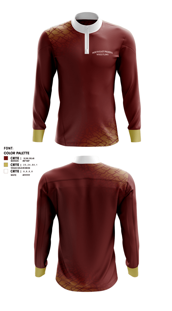 Quarter Zip Jacket, North East Pickers, Wrestling, Teamtime, Team time, sublimation, custom sports apparel, team uniforms, spirit wear, spiritwear, sports uniforms, custom shirts, team store, custom team store, fundraiser sports, apparel fundraiser