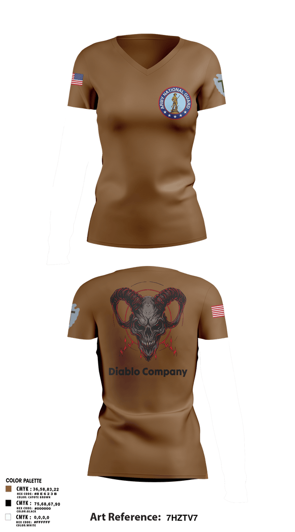 Women's Short Sleeve Vneck Shirt, Delta Company 3-144th Infantry, National Guard, Teamtime, Team time, sublimation, custom sports apparel, team uniforms, spirit wear, spiritwear, sports uniforms, custom shirts, team store, custom team store, fundraiser sports, apparel fundraiser