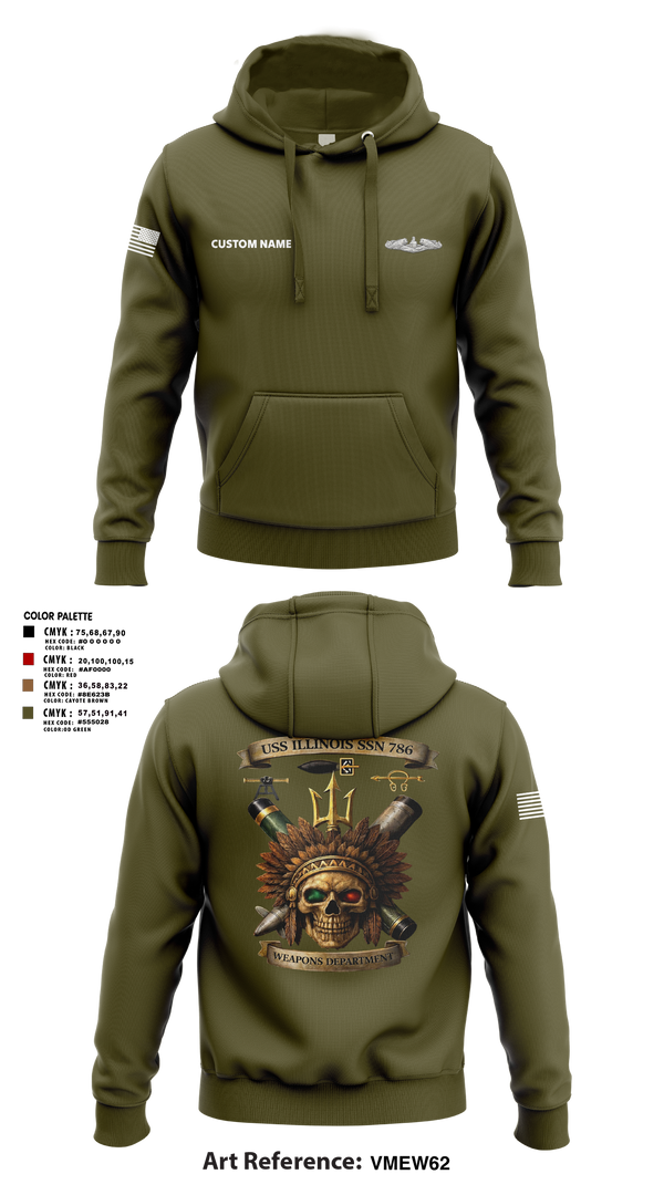 Hoodie, USS Illinois (SSN 786), , Teamtime, Team time, sublimation, custom sports apparel, team uniforms, spirit wear, spiritwear, sports uniforms, custom shirts, team store, custom team store, fundraiser sports, apparel fundraiser