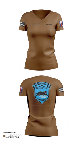 Womens Short Sleeve Vneck Shirt, C Co 2-47 197th Infantry Brigade, , Teamtime, Team time, sublimation, custom sports apparel, team uniforms, spirit wear, spiritwear, sports uniforms, custom shirts, team store, custom team store, fundraiser sports, apparel fundraiser