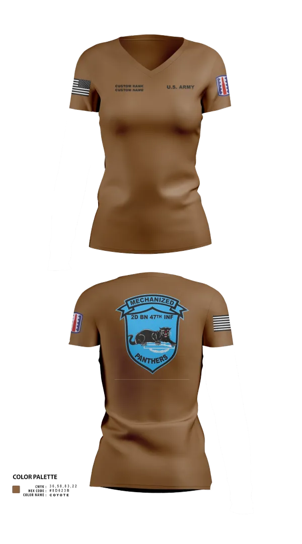 Womens Short Sleeve Vneck Shirt, C Co 2-47 197th Infantry Brigade, , Teamtime, Team time, sublimation, custom sports apparel, team uniforms, spirit wear, spiritwear, sports uniforms, custom shirts, team store, custom team store, fundraiser sports, apparel fundraiser