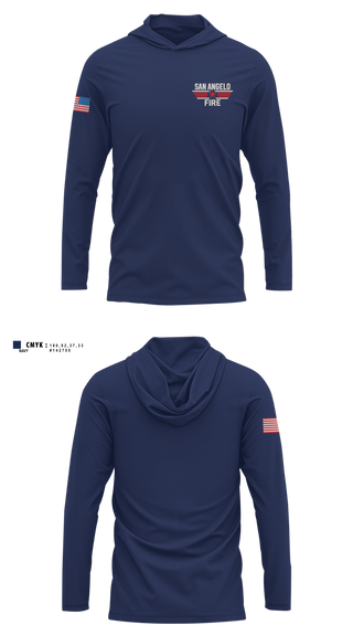 Long Sleeve Hooded Sun Shirt, San Angelo Fire Department, Fire Department, Teamtime, Team time, sublimation, custom sports apparel, team uniforms, spirit wear, spiritwear, sports uniforms, custom shirts, team store, custom team store, fundraiser sports, apparel fundraiser