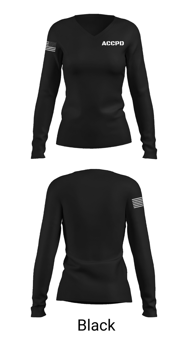 Womens Long Sleeve Vneck Shirt, ACCPD, Police, Teamtime, Team time, sublimation, custom sports apparel, team uniforms, spirit wear, spiritwear, sports uniforms, custom shirts, team store, custom team store, fundraiser sports, apparel fundraiser