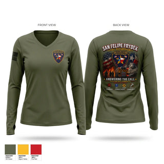 Womens Long Sleeve Vneck Shirt, SAN FELIPE  FRYDEK, Fire Department, Teamtime, Team time, sublimation, custom sports apparel, team uniforms, spirit wear, spiritwear, sports uniforms, custom shirts, team store, custom team store, fundraiser sports, apparel fundraiser
