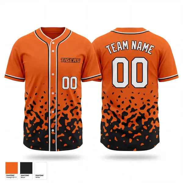Full Button Baseball Jersey, Tigers, Baseball, Teamtime, Team time, sublimation, custom sports apparel, team uniforms, spirit wear, spiritwear, sports uniforms, custom shirts, team store, custom team store, fundraiser sports, apparel fundraiser