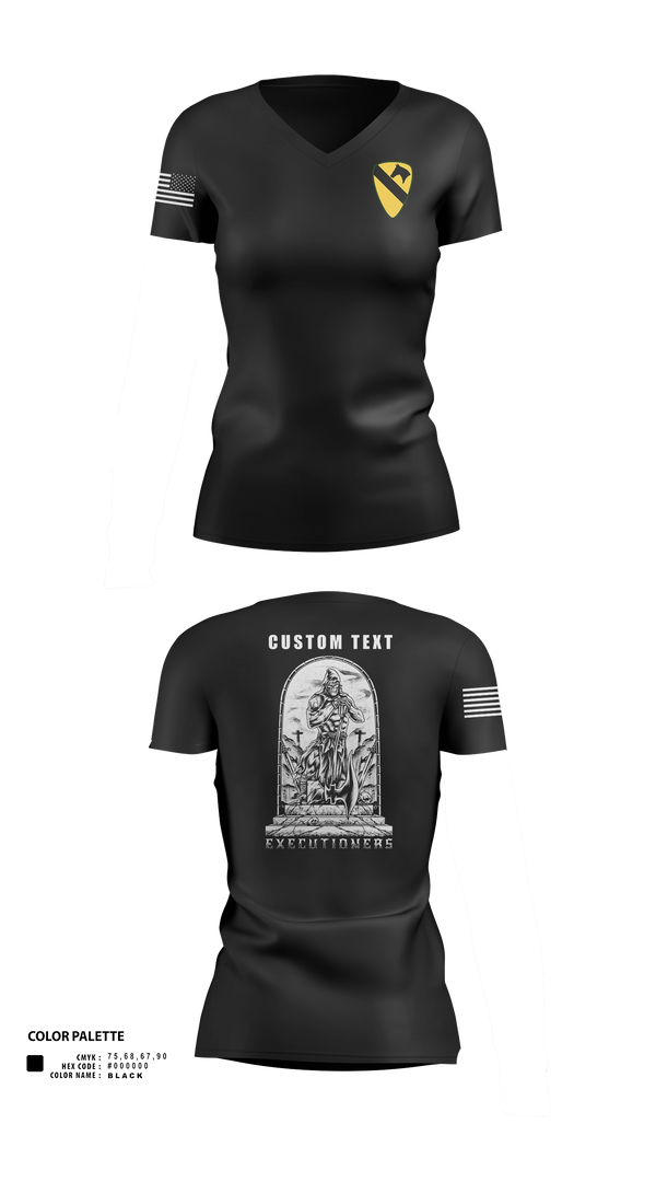 Womens Short Sleeve Vneck Shirt, Executioners, Army, Teamtime, Team time, sublimation, custom sports apparel, team uniforms, spirit wear, spiritwear, sports uniforms, custom shirts, team store, custom team store, fundraiser sports, apparel fundraiser