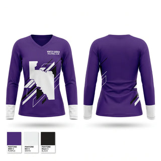 Womens Long Sleeve Vneck Shirt, WINTER GARDEN VOLLEYBALL CLUB, Women's Volleyball, Teamtime, Team time, sublimation, custom sports apparel, team uniforms, spirit wear, spiritwear, sports uniforms, custom shirts, team store, custom team store, fundraiser sports, apparel fundraiser