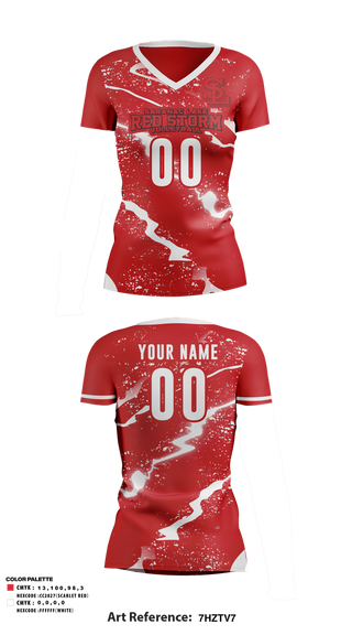Womens Short Sleeve Vneck Shirt, Saranac Lake Red Storm Volleyball, Women's Volleyball, Teamtime, Team time, sublimation, custom sports apparel, team uniforms, spirit wear, spiritwear, sports uniforms, custom shirts, team store, custom team store, fundraiser sports, apparel fundraiser