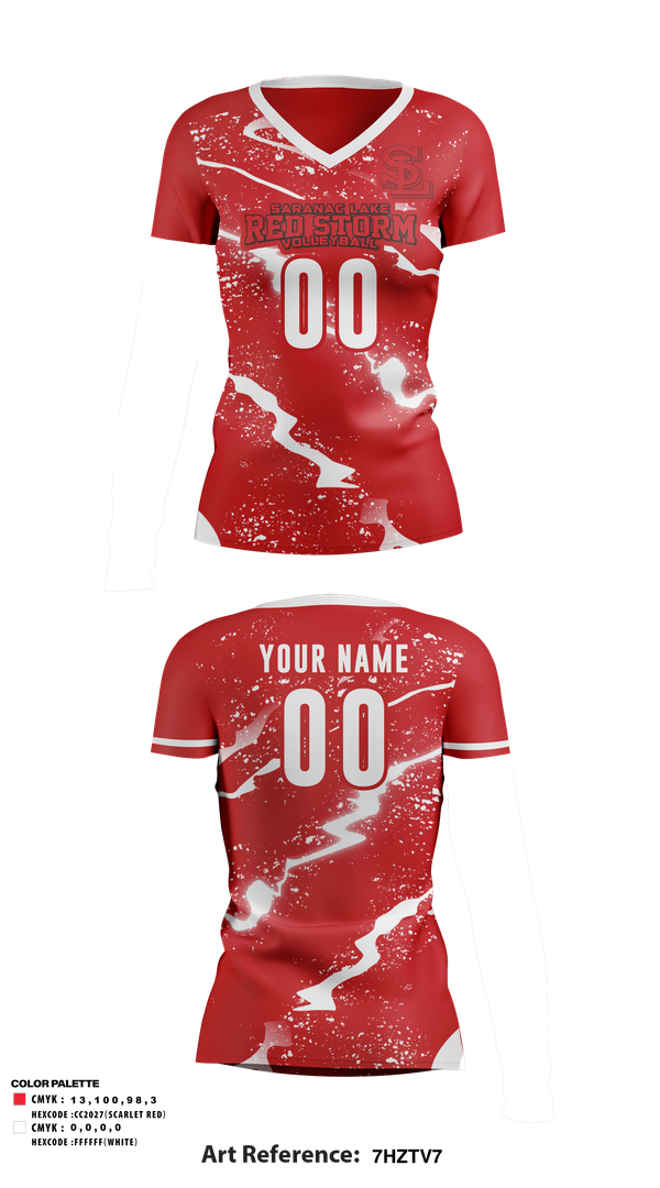 Womens Short Sleeve Vneck Shirt, Saranac Lake Red Storm Volleyball, Women's Volleyball, Teamtime, Team time, sublimation, custom sports apparel, team uniforms, spirit wear, spiritwear, sports uniforms, custom shirts, team store, custom team store, fundraiser sports, apparel fundraiser