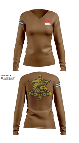 Womens Long Sleeve Vneck Shirt, Comanche Squad, Army, Teamtime, Team time, sublimation, custom sports apparel, team uniforms, spirit wear, spiritwear, sports uniforms, custom shirts, team store, custom team store, fundraiser sports, apparel fundraiser