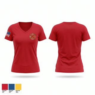 Womens Short Sleeve Vneck Shirt, Powell Town Volunteer Fire Department, Fire Department, Teamtime, Team time, sublimation, custom sports apparel, team uniforms, spirit wear, spiritwear, sports uniforms, custom shirts, team store, custom team store, fundraiser sports, apparel fundraiser