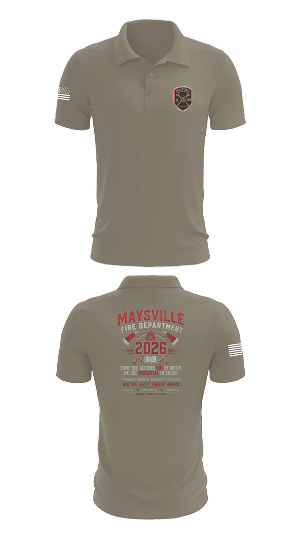 Short Sleeve Performance Polo, Maysville Fire Department, Fire Department, Teamtime, Team time, sublimation, custom sports apparel, team uniforms, spirit wear, spiritwear, sports uniforms, custom shirts, team store, custom team store, fundraiser sports, apparel fundraiser